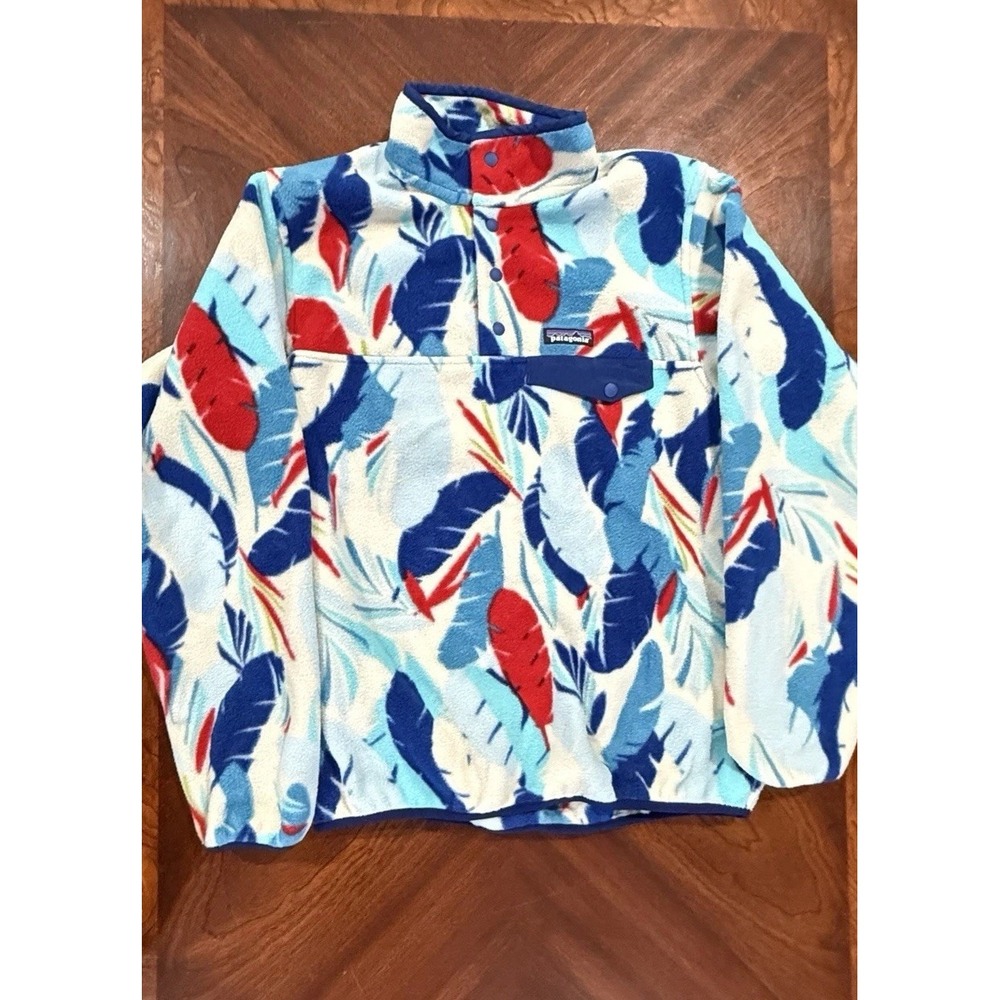Patagonia Synchilla Snap-T Fleece Women M Feather Dance Channel Blue Pullover